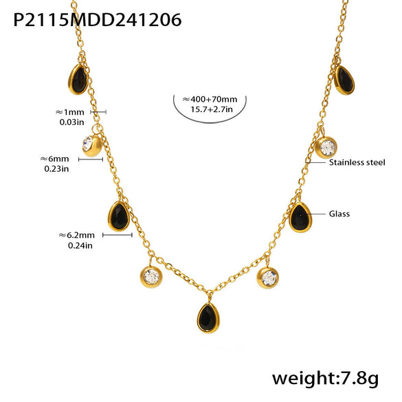 Wholesale Water Drop Zircon Clavicle Necklace In Stainless Steel With Geometric Pattern And Electroplating For Women