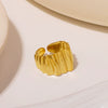 Wholesale Wavy Pleated Open Geometric Stainless Steel Ring 18K Gold Plated For Women