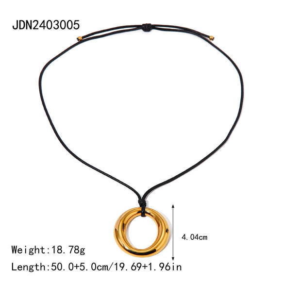 Wholesale Wax Rope Round Hollow Necklace In Minimized Style 18K Gold Plated Stainless Steel With Electroplating