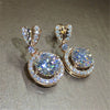 Wholesale Wedding Bridal Jewelry Copper Heartshaped Zircon Pendant Earrings