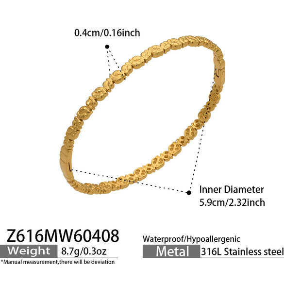 Wholesale Wheat Ear Stainless Steel 18K Gold Plated Geometric Bracelet Set