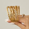 Wholesale Wheat Ear Stainless Steel 18K Gold Plated Geometric Bracelet Set