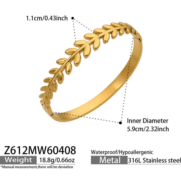 Wholesale Wheat Ear Stainless Steel 18K Gold Plated Geometric Bracelet Set