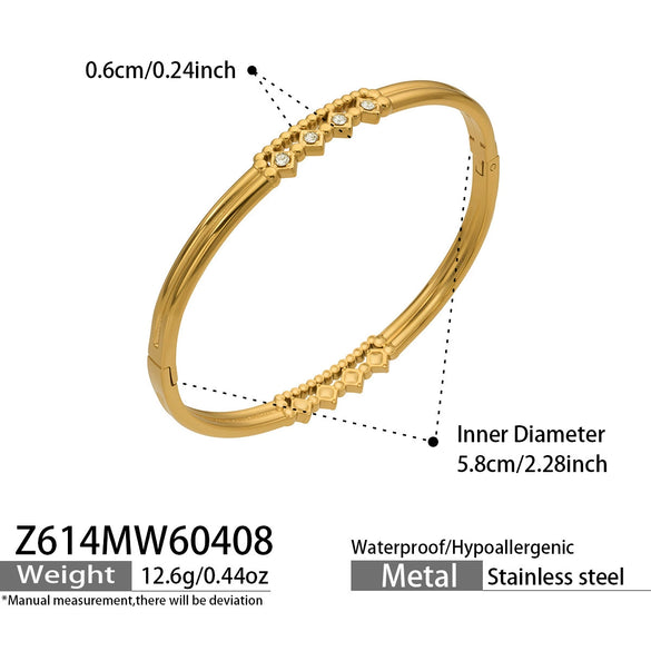 Wholesale Wheat Ear Stainless Steel 18K Gold Plated Geometric Bracelet Set