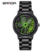 Wholesale Wheel Casual Men's Alloy Belt Quartz Watch With Round Dial And Stainless Steel Clasp