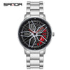 Wholesale Wheel Casual Men's Alloy Belt Quartz Watch With Round Dial And Stainless Steel Clasp