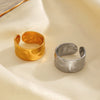 Wholesale Wide Gold Plated Stainless Steel Irregular Shaped Opening Ring With Geometric Design For Women
