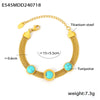 Wholesale Wide Mesh Round Turquoise Bracelet Retro Personality Design Titanium Steel 18K Gold Plated Geometric Jewelry For Women