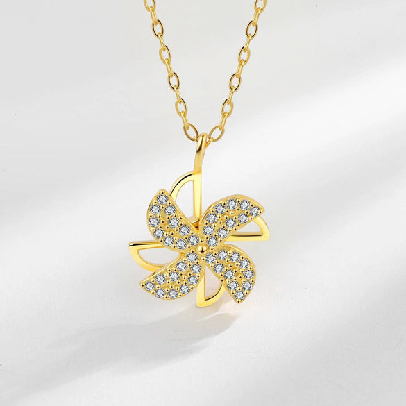 Wholesale Windmill Necklace 925 Sterling Silver Rotatable Pendant Cross Chain Electroplating Original Design