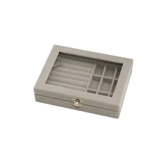 Wholesale Window Jewelry Box Transparent Velvet Wooden Jewelry Anti Oxidation Storage Box For Rings Necklaces Earrings