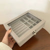 Wholesale Window Jewelry Box Transparent Velvet Wooden Jewelry Anti Oxidation Storage Box For Rings Necklaces Earrings