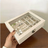 Wholesale Window Jewelry Box Transparent Velvet Wooden Jewelry Anti Oxidation Storage Box For Rings Necklaces Earrings