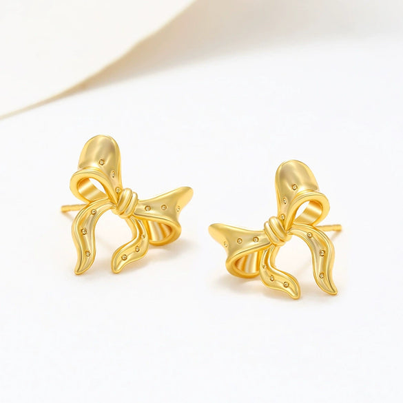 Wholesale Women Alloy Flower Bow Electroplated Fashionable Earrings
