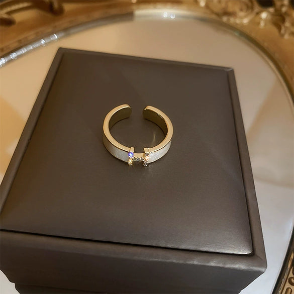Wholesale Women Copper Geometric Inlaid Zircon Ring And Bracelet