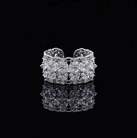 Wholesale Women Copper Geometric Inlaid Zircon Ring And Bracelet