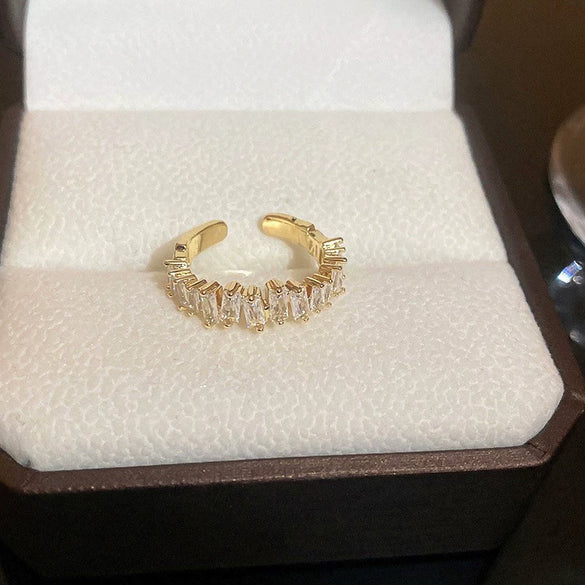 Wholesale Women Copper Geometric Inlaid Zircon Ring And Bracelet