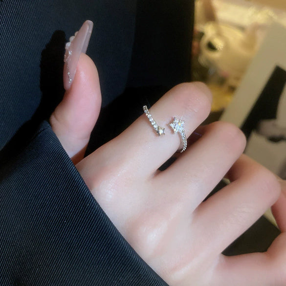 Wholesale Women Copper Geometric Inlaid Zircon Ring And Bracelet