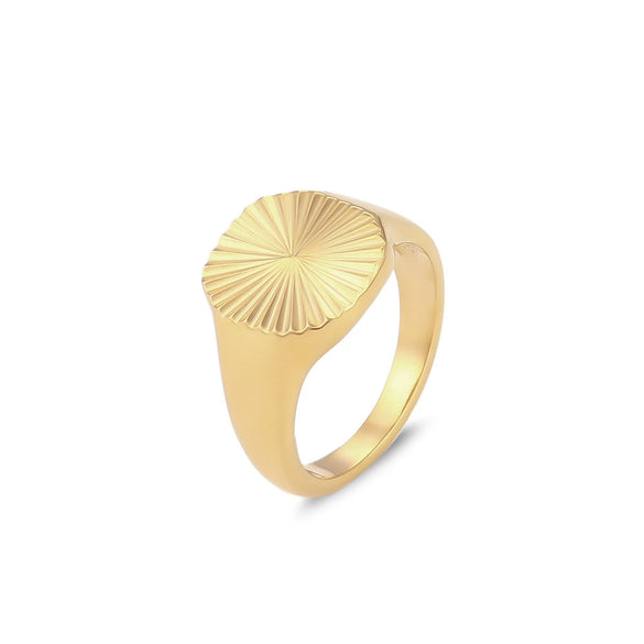 Wholesale Women Fashion Geometric Stainless Steel Electroplated Croissant Hollow Twist Ring Jewelry
