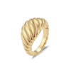 Wholesale Women Fashion Geometric Stainless Steel Electroplated Croissant Hollow Twist Ring Jewelry
