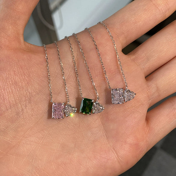 Wholesale Women Fashion S925 Sterling Silver Necklace With Snowflake Cut Geometric Pattern Mixed Gemstone Setting And O Word Chain