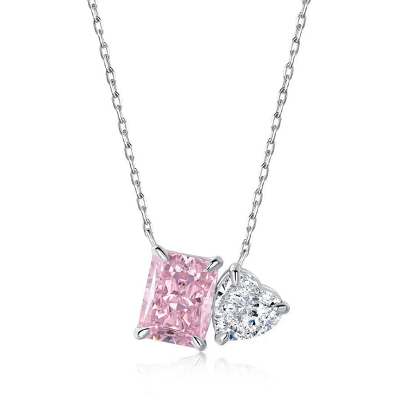 Wholesale Women Fashion S925 Sterling Silver Necklace With Snowflake Cut Geometric Pattern Mixed Gemstone Setting And O Word Chain