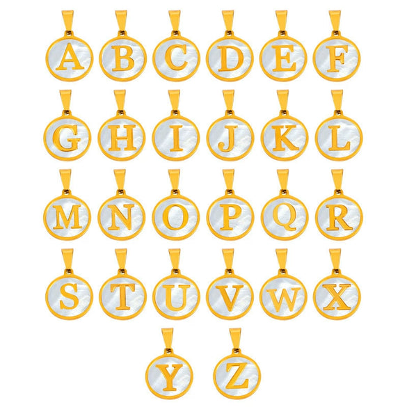 Wholesale Women Jewelry Simple Titanium Steel Round Pendant Necklace With Inlaid White Shell And Geometric Pattern And Electroplating Treatment