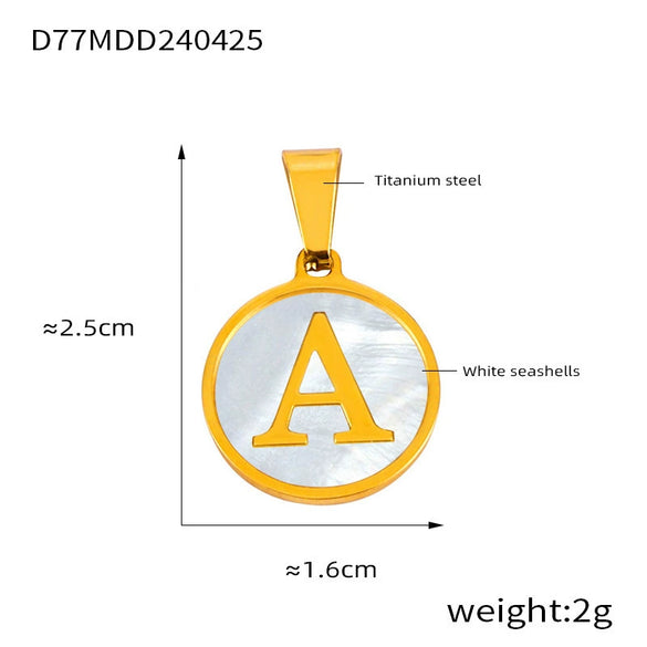 Wholesale Women Jewelry Simple Titanium Steel Round Pendant Necklace With Inlaid White Shell And Geometric Pattern And Electroplating Treatment