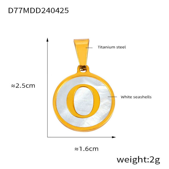 Wholesale Women Jewelry Simple Titanium Steel Round Pendant Necklace With Inlaid White Shell And Geometric Pattern And Electroplating Treatment