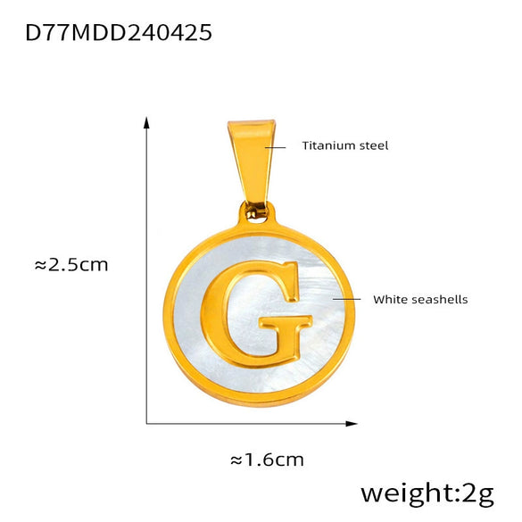 Wholesale Women Jewelry Simple Titanium Steel Round Pendant Necklace With Inlaid White Shell And Geometric Pattern And Electroplating Treatment