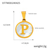 Wholesale Women Jewelry Titanium Steel Round Pendant Necklace Inlaid With White Shell And English Letters Electroplated