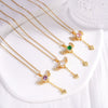 Wholesale Women Light Luxury Copper Heart Shape Necklace With Mixed Gemstone Inlay And Electroplating Treatment