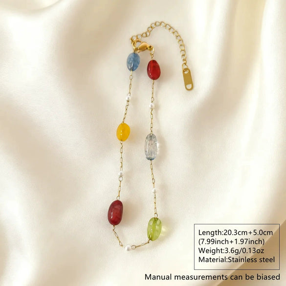 Wholesale Women Light Luxury Geometric Stainless Steel Gold Plated Beaded Necklace