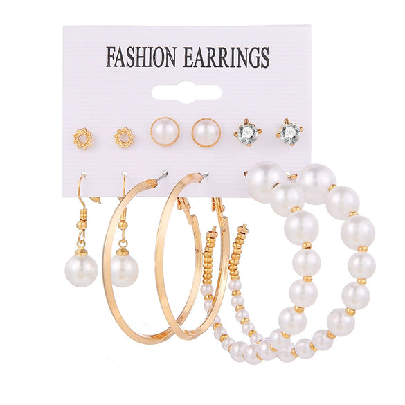 Wholesale Women Metal Crystal Inlaid Geometric Exaggerated Rock Fashion Ol Earrings