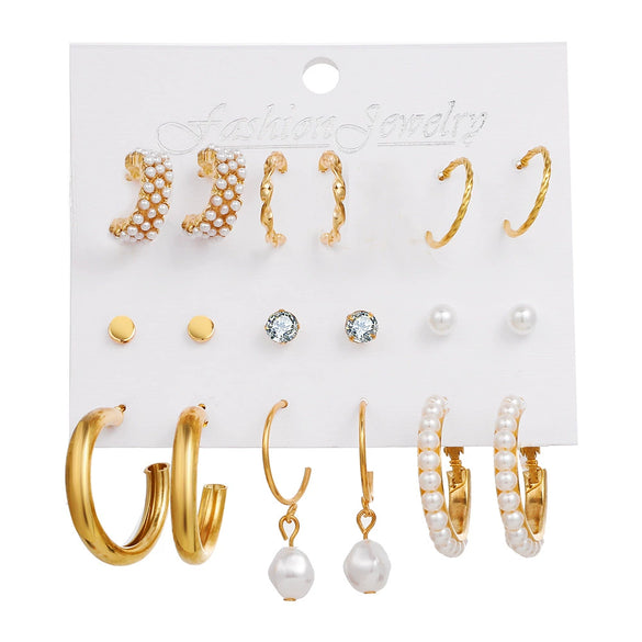 Wholesale Women Metal Crystal Inlaid Geometric Exaggerated Rock Fashion Ol Earrings