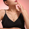 Wholesale Women Retro 316L Stainless Steel Geometric Square Pendant Double Layer Chain Necklace With Electroplating