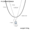 Wholesale Women Retro 316L Stainless Steel Geometric Square Pendant Double Layer Chain Necklace With Electroplating