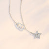 Wholesale Women S925 Silver Letter Micro Diamond Fivepointed Star Clavicle Necklace Simple Style Cross Chain