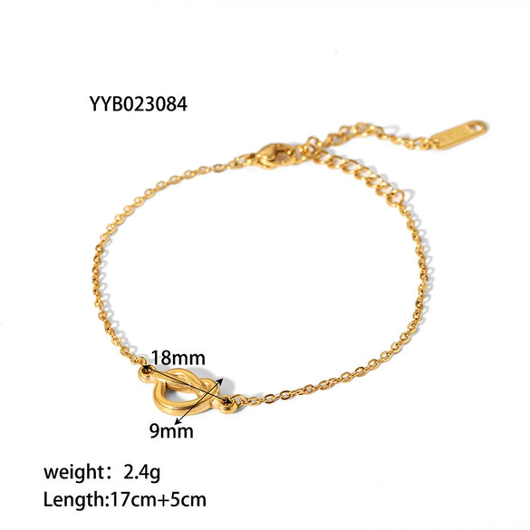 Wholesale Women Simple Heart Pattern Titanium Steel And Stainless Steel Necklace With Gold Plated O Chain And Knot Design Vacuum Real Gold Electroplating In Pvd Furnace