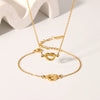 Wholesale Women Simple Heart Pattern Titanium Steel And Stainless Steel Necklace With Gold Plated O Chain And Knot Design Vacuum Real Gold Electroplating In Pvd Furnace