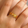 Wholesale Women Stainless Steel Flower Ring With Electroplating And Hiphop Style