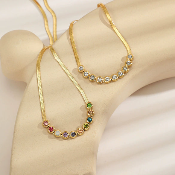 Wholesale Women Stainless Steel Geometric 18K Gold Electroplated Snake Bone Chain Necklace