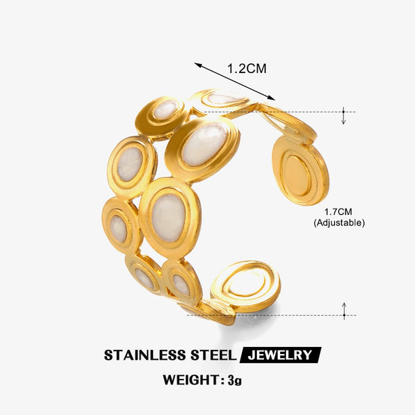 Wholesale Women Stainless Steel Geometric Round Opening Gold Plated Ring