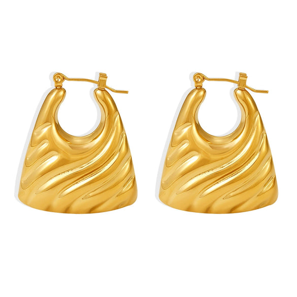 Wholesale Women Stainless Steel Gold Plated Geometric Minimalist Hollow Pattern Earrings
