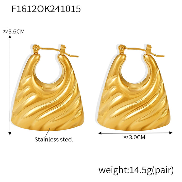 Wholesale Women Stainless Steel Gold Plated Geometric Minimalist Hollow Pattern Earrings