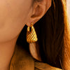 Wholesale Women Stainless Steel Gold Plated Geometric Minimalist Hollow Pattern Earrings