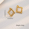Wholesale Women Titanium Steel Love Flowers Geometric Gold Beads Earrings With 18K Gold Electroplating