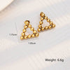Wholesale Women Titanium Steel Love Flowers Geometric Gold Beads Earrings With 18K Gold Electroplating