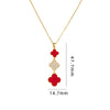 Wholesale Women Titanium Steel Necklace With Fourleaf Clover Pendant Mixed Gem Inlay Copper Electroplating