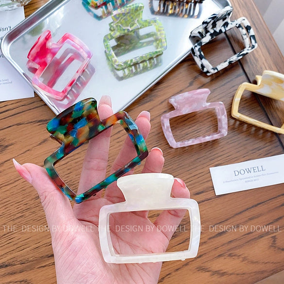 Wholesale Women's Acetate Square Hollow Simple Retro Clip Back Hair Tie Shark Clip Hairpin