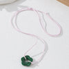 Wholesale Women's Acrylic Alloy Electroplated Five Leaf Clover And Flower Pendant Necklace In Sweet And Cool Style
